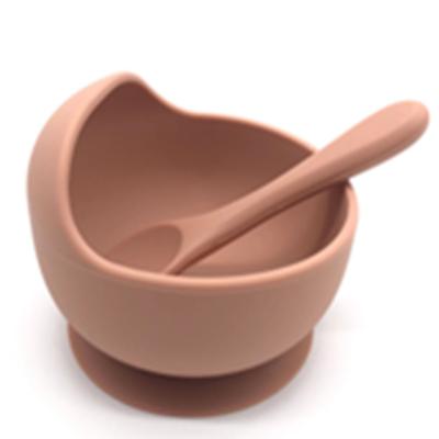 China BPA Free Food Grade Silicone Utensils Silicone Bowl Spoon Sets For Babies Suction Feeding Bowl for sale