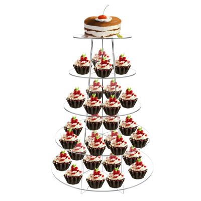 China Acrylic Display Maker Transparent Sturdy Round Square Tier Cupcake Stand For Pastries And Desserts for sale