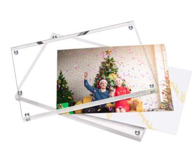 China Photo Show Most Popular Desktop Stand 4*6 Photo Frame Double Sided Transparent Acrylic Magnetic Photo Frame for sale