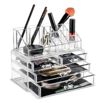 China Viable Multifunctional Clear Acrylic Make Up Transparent Cosmetic Organizer Storage Box Display Stand Holder for sale