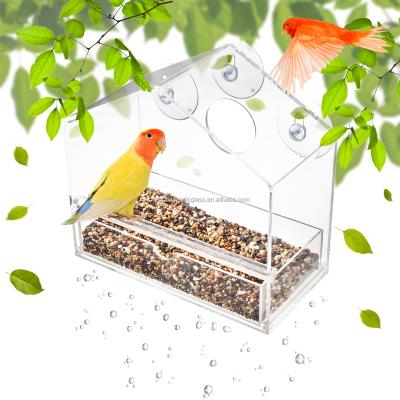 China Viable Window Bird Feeders With Strong Suction Cups, Outdoor Large Wild Bird Feeders, Clear Acrylic Bird Feeder Waterproof Bird House for sale