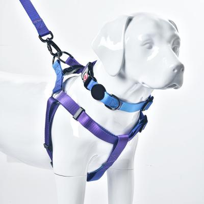 China New Logo Gradient Color Custom Wholesale Custom Dog Collar Leash Set Chest Harness Set Small And Medium Dog Traction Rope for sale