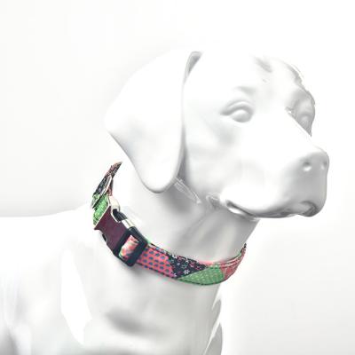 China Pet Collar Simian Style Semi-metal Button Dog Collar Customized Wholesale Customized Logo Pattern Nylon Dog Collar for sale