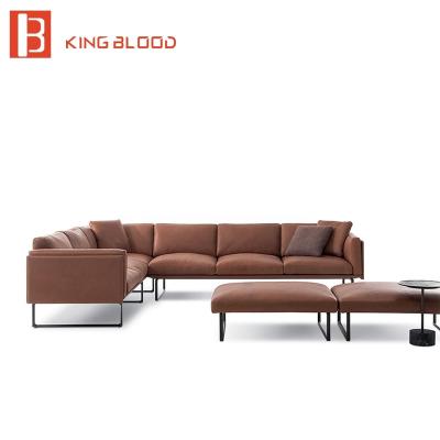 China Latest Living Room Modular Italian Nappa Leather Corner Sectional Sofa for sale