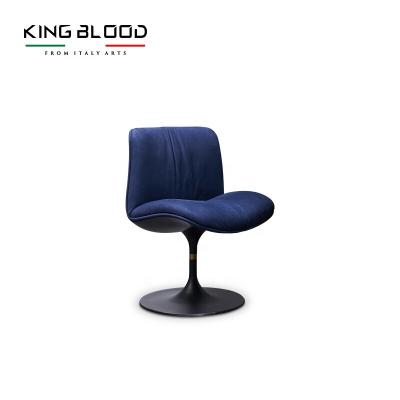 China Slipcovered Luxury Blue Nubuck Cowhide Leather Dining Chair High Designer Dining Chair for sale