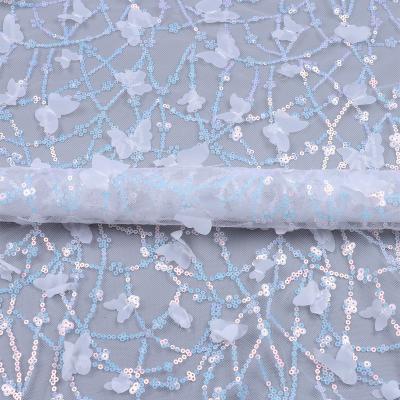 China 3D Tulle 3D butterfly laser cut embroidery Bady Children Garments Lace Fabric for sale