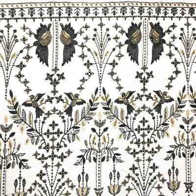 China Sustainable luxury fabric Tulle love birds pattern 3d applique lace beads embroidery beaded sequin fabric for sale