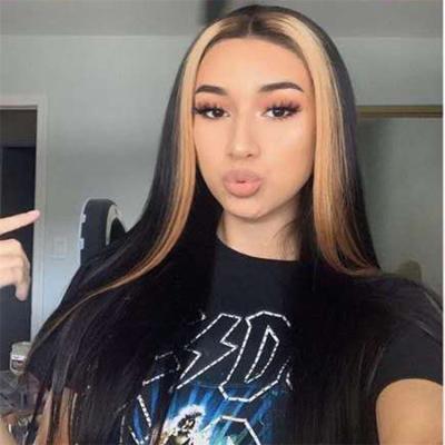 China Medium Long Straight Hair Girls Wig Headpiece Bleach Dyed Soft Natural Long Hair Light Brown Headwear Woman Long Head Wig for sale