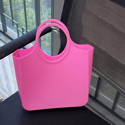 China PORTABLE Outdoor Beach Bag Custom Color Candy Color Children's Girls Shopping Bag Silicone Shoulder Mommy Bag Women's Handbag for sale