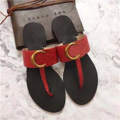 China Light Weight Drop Shipping GG 2022 Flipflops Metal Buckle Beach Sandals For Women And Ladies Flat Sandals Flip Flops Flip-Flops Slippers for sale