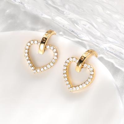 China Fashion Trendy Creative Heart-shaped Zircon New Arrivals Style Diamond Love Heart Earrings Women's Popular Love Jewelry for sale