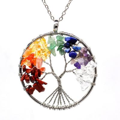 China BOHEMIA 7 Chakra Quartz Tree of Life Crystal Necklace For Women Reiki Healing Pendant Jewelry for sale