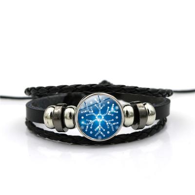 China Retro Hand Braid Bracelet Leather Hand - Woven Leather Bracelet Braided Punk Chain Cuff for sale