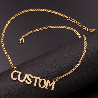 China Custom Copper Choker Punk Personalized Jewelry Gold Plated Nameplate Necklace Women Necklace Pendant Gift for sale