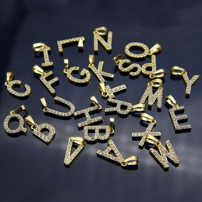 China Stainless Steel A-Z Letter Alphabet Necklace Gold Silver Color Punk Cubic Zircon for sale