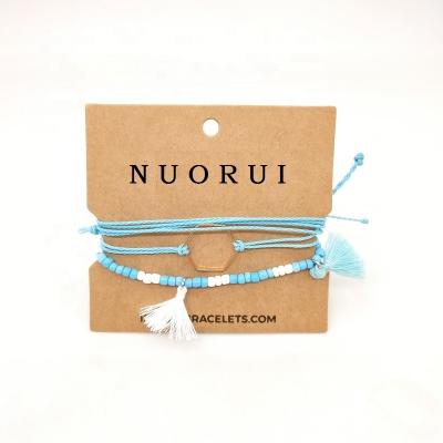 China Waterproof Eco Friendly Rope Bracelets Bohemian Bracelet Set Blue Seed Beads Bracelet for sale