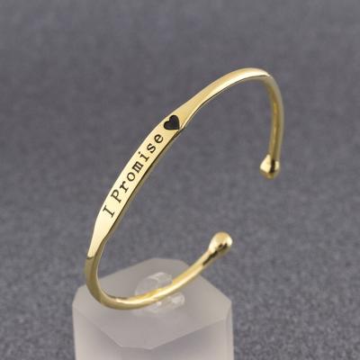 China CLASSIC Inspired Engraved Custom Bangle Stainless Steel Letters Bangle Name Bracelet for sale