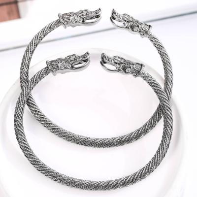 China The Viking Totem Dragon Head Zodiac Bracelet Retro Dragon Opening Bracelet High Quality Men's Bracelet for sale