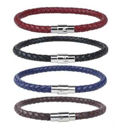 China Europe Wholesale 5Mm Silver Clasp Braided Genuine Leather Bracelet For Men for sale