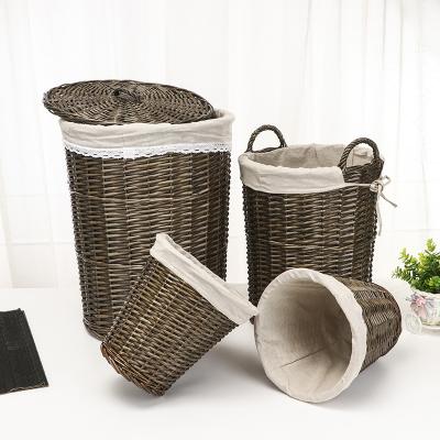 China Environmental hot sale wicker and high quality handmade wholesale cheap laundry basket with lid for sale