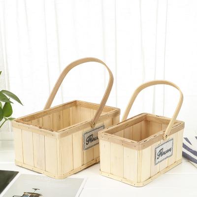 China Beige Felt Environmental Portable Wooden Storage Basket Handle Bedroom Cabinet Clothing Toy Storage Box With Handle for sale