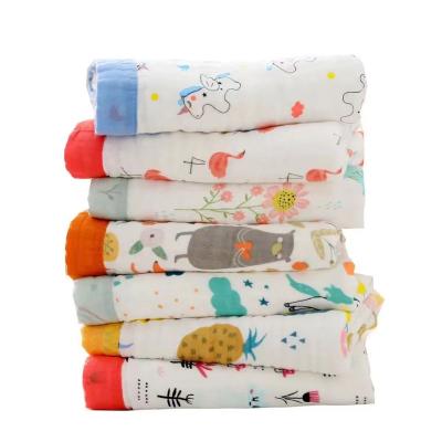 China Baby gauze hypoallergenic bath towel 110*110cm full six-layer washed children infant summer cooler baby than big kids were for sale