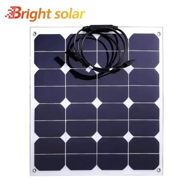 China RV 50w 18v Sunpower Luminous Solar Flexible Solar Panel For RV Boat Camping for sale