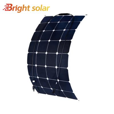 China Output Power Performance 160W Sunpower Bright ETFE Solar Semi Flexible Solar Panel For RV Marine Caravan for sale