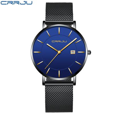 China CRRJU New Design Waterproof Black Color Band Mesh Watch for sale