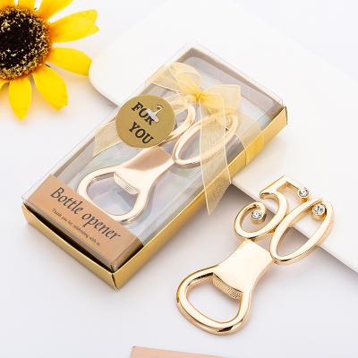 China Gold 50th Anniversary Favors Viable Bottle Opener, Gold 50 Wedding Party Favors Gift Keepsake For Party Favors Gift Decoration for sale