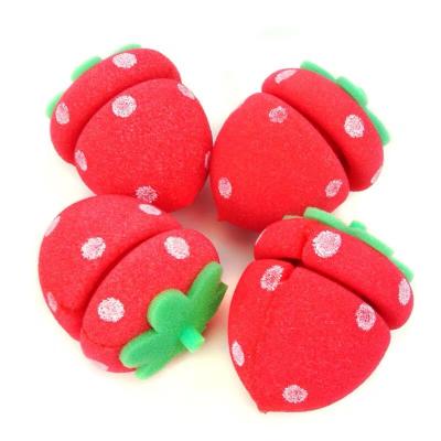 China Curly Hair Strawberry Sleep In Hair Curlers Foam Sponge Hair Roller Balls Soft Round Roll Tool Natural Hair Curlers Balls for sale