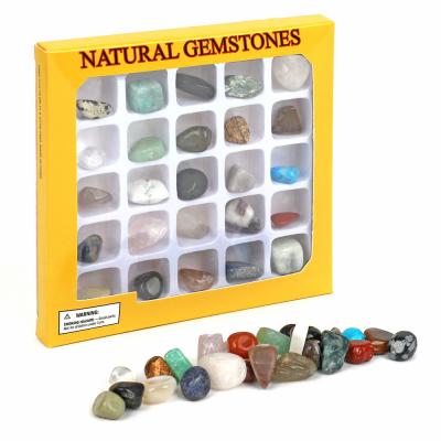 China Collectible Rock and Mineral Collectible Educational Box 24 Piece Geology Gem Kit with Display Case for sale