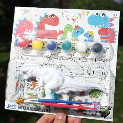 China Dinosaur Model Art Funny Kids Toy DIY Painting Kit Colorful White 3d Dinosaur Gift Kids Educational Toy DIY for sale