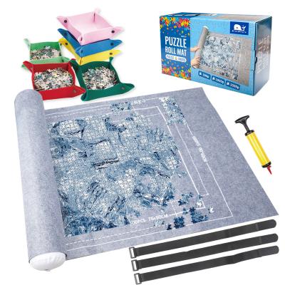 China Miniwhale Hot Selling Felt Portable Gray Puzzle Roll Mat 500 1000 1500 Felt Mat Storage Mat For Puzzles for sale