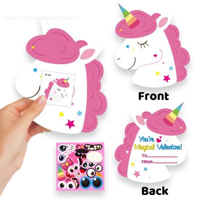 China Custom Cardboard Paper Kids Cards Birthday Invitation Valentines Day Cards For Kids for sale