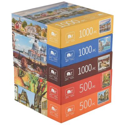 China Free Sample Jigsaw Puzzle 1000pieces Chinese Factory 500pcs Chinese Jigsaw Puzzle OEM Eco-friendly Paper With Carton Box Package for sale