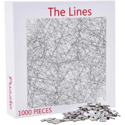 China Eco-friendly Paper Lines 1000 Materia Jigsaw Puzzle 1000 Pieces Fashion Custom Black White Simple Challenge Piezas for sale