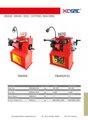 China brake drum/disc  cutting machine T8465/T8445FCV/C9350/C9370(iron cast,red colour) for sale