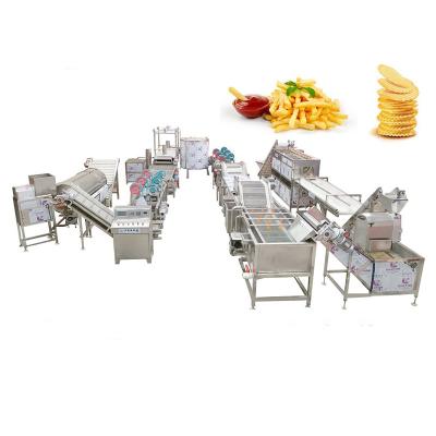 China Potato Chips Production Line Industrial Food Processing Machine Frozen Fries Processing Production Line Automatic Potato Chip Making Machine 100kg 500kg for sale