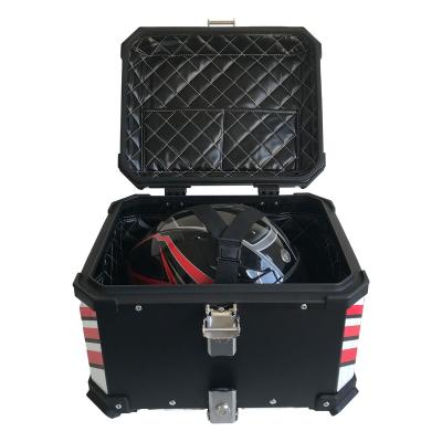 China Large Capacity 45L Design Aluminum Alloy 5052 X Aluminum Alloy Motorcycle Black Top Tail Case Rear Box for sale