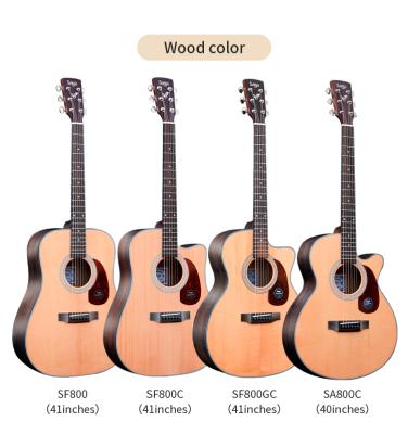 China Walnut SAGA SF800 OEM Fashion Solid Matte 41 Inch Walnut Handmade Acoustic Guitars at Very Cheap Price for sale