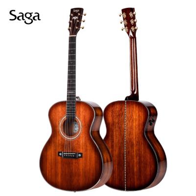 China Southern Hemisphere Solid Acacia SAGA 41 Inch Factory Handmade Colorful High Quality Acoustic Guitar Black RIchlite Solid Cut Nut Bone Wholesale for sale