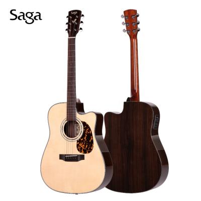 China Hot Sale OEM 2021 SAGA Rosewood Rosewood Solid Back&sides Handmade Luster 6 Strings Top Solid Price And High Colorful Electric Guitar for sale