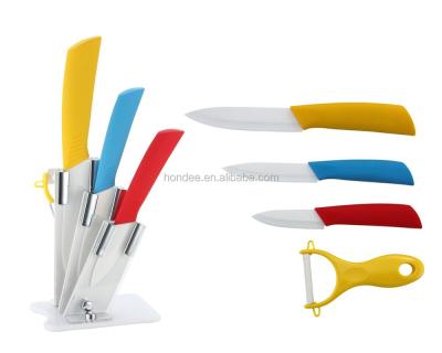 China Sustainable 4PCS Hotsale Ceramic Knives Set With Arylic Holder for sale