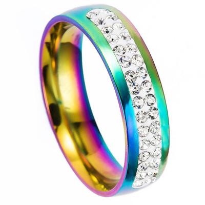 China High Quality CZ Rainbow CLASSIC Ring Zirconia Diamond Ring Gold Plated Wand Bangers Men Women Jewelry for sale