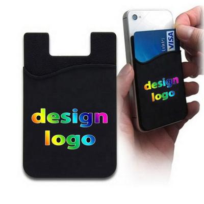 China Wholesale 3M Promotion Sticker Mobile Phone Silicone Card Wallet Case Business Card Pocket Adhesive Holder for sale