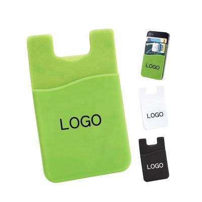 China Custom Promotion Logo Card Holder Pocket Sticky Phone Silicone ID Credit Card Holder for sale