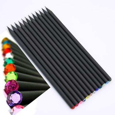 China Promotional Wholesale Bulk Color Top Diamond Pencil Logo Pencil Crown HB Multi Pencil With Logo for sale