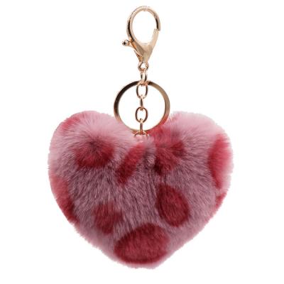 China Plush Ball Key Holder Bag Charm Holder Plush Keychains Promotional Gift Pompom Accessories Rainbow Love Heart Key Chains Pendant Gift For Women Girls for sale