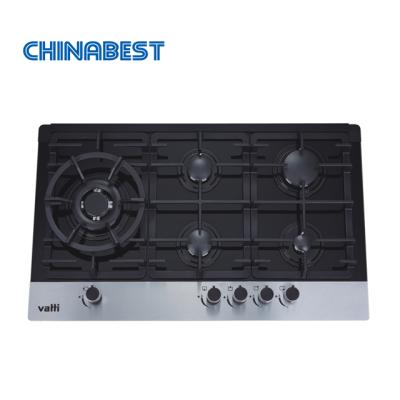 China Household Top Selling Built-in 5 Burner LPG Tempered Glass Hob for sale